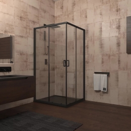 Душевой угол Veconi раздвижной квадратный RV13-80-01-C5 800x800x1950,черный,прозрачное