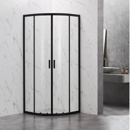 Душевой угол Veconi раздвижной полукруглый RV202B-80-01-C6 800x800x1900,черный,прозрачное