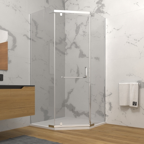 Душевой угол Veconi распашной трапеция RV36-100-01-C5 1000х1000х1950,хром,прозрачное купить в интернет магазине Санрай73