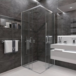 Душевой угол Veconi раздвижной квадратный RV83-80-01-C5 800x800x1950,браш.алюм.,прозрачное