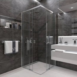 Душевой угол Veconi раздвижной квадратный RV47-80-01-C4 800x800x1950,хром,прозрачное