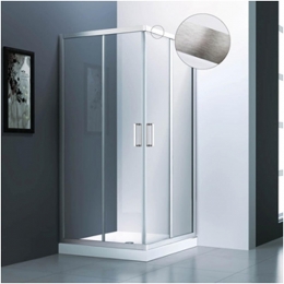 Душевой угол Veconi раздвижной квадратный RV83-100-01-C5 1000x1000x1950,браш.алюм.,прозрачное