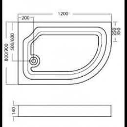 Душевой поддон Veconi асимметричный Tezeo acrylic (левый) 1200x900x140 мм