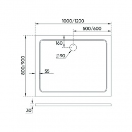 Душевой поддон Veconi прямоугольный Tezeo stone 1000x800x30 мм