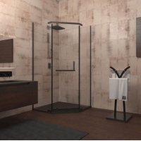 Душевой угол Veconi распашной трапеция RV36B-90-01-C5 900х900х1950,черный,прозрачное