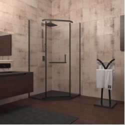 Душевой угол Veconi распашной трапеция RV36B-80-01-C5 800х800х1950,черный,прозрачное