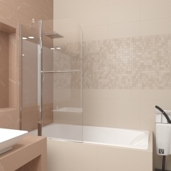 Шторка на ванну Veconi распашная с маятн. мех.PL81-80-01-19C1 800x1500,хром,прозрачное