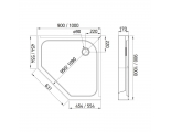 Поддон душевой Alex Baitler AB9017V-1, пятиугольный 90х90х17