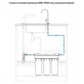 Система фильтрации трехступенчатая Аквабрайт Антижелезо SL10 с краном