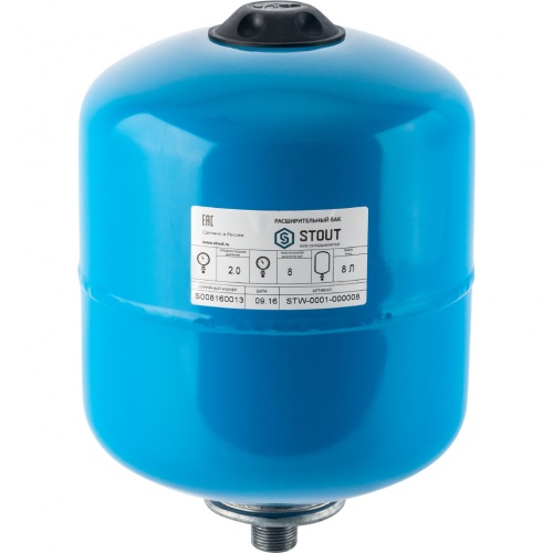 Гидроаккумулятор Stout STW-0001 вертикальный 8л синий 8bar 100°С купить в интернет магазине Санрай73