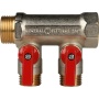 Коллектор распределительный Stout SMB-6200 3/4"х1/2" с 2 отводами, шаровые краны красные ручки
