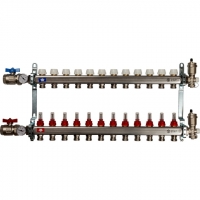 Коллекторная группа Stout SMS-0907 1"х3/4" 12 выходов, с расходомерами