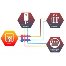 Гидравлический разделитель с коллектором Север M3 горизонтальный до 70 кВт, 3 контура