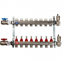Коллекторная группа Stout SMS-0907 1"х3/4" 8 выходов, с расходомерами