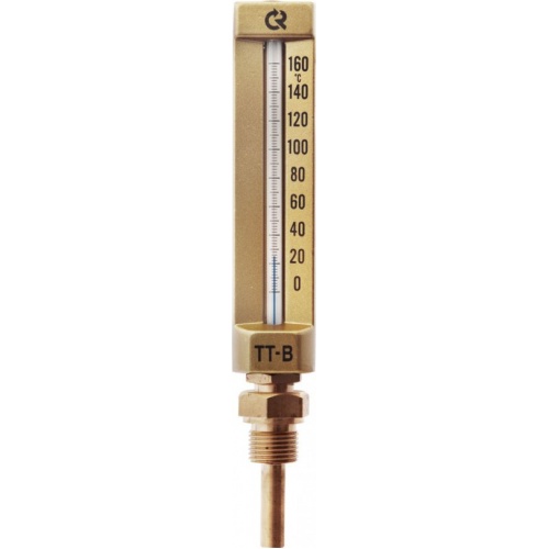 Термометр жидкостный РОСМА ТТ-В, 150мм, погружная часть 50мм, 160°C, 1/2", анодированный алюминий купить в интернет магазине Санрай73