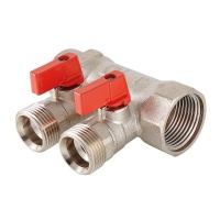 Коллектор распределительный 1" х 1/2" с 2 отводами Valtec VTc.580.NE шаровые краны
