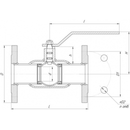 Кран шаровой фланцевый LD Ду 32/24 PN40 неполнопроходной, сталь 20, рукоятка