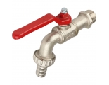 Кран шаровой водоразборный 1/2" Itap 132 сливной с латунным штуцером, рычаг красный