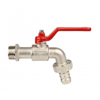 Кран шаровой водоразборный 3/4" Itap 132 сливной с латунным штуцером, рычаг красный