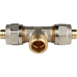 Тройник 16мм х 1/2"нр х 16мм Stout обжим для металлопластиковых труб