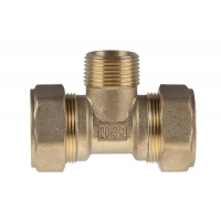 Тройник Hydrosta 20мм х 3/4"нр х 20мм, для нержавеющей гофротрубы