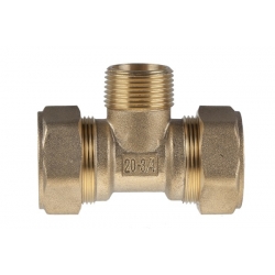 Тройник Hydrosta 20мм х 3/4"нр х 20мм, для нержавеющей гофротрубы