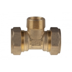 Тройник 25мм х 1"нр х 25мм Hydrosta, для нержавеющей гофротрубы