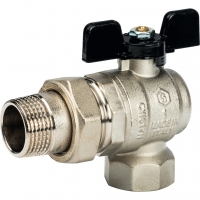 Кран шаровой со сгоном 1"ВР/НР Stout угловой бабочка черная