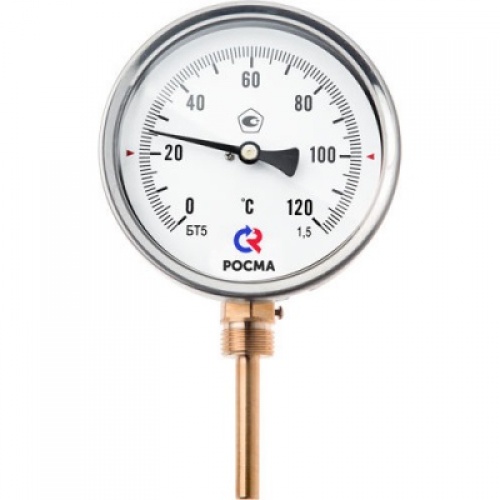 Термометр радиальный РОСМА БТ-32.211, 63мм, 120°C, 1/2", класс 2.5, гильза 46мм купить в интернет магазине Санрай73