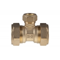 Тройник 25мм х 15мм х 25мм Hydrosta, для нержавеющей гофротрубы