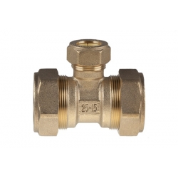 Тройник 20мм х 15мм х 20мм Hydrosta, для нержавеющей гофротрубы