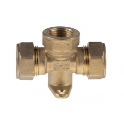 Тройник 15мм х 1/2"вр х 15мм Hydrosta, установочный, для нержавеющей гофротрубы