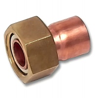 Фитинг 15 мм x 3/4" Sanha медь, переход ВП-ВР с накидной гайкой, для медных труб, под пайку