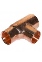 Фитинг 22мм х 22мм х 18мм, Sanha медь, тройник ВП-ВП-ВП, для медных труб, под пайку