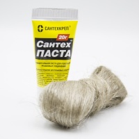 Комплект уплотнительная паста 20 гр. СантехПаста туба + лен 14 гр. (пакет)