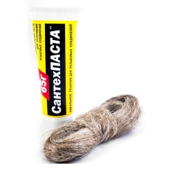 Комплект уплотнительная паста 65 гр. СантехПаста туба + лен 14 гр. (пакет)