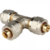 Тройник 16мм х 16мм х 16мм Stout обжим для металлопластиковых труб