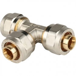 Тройник 20мм х 20мм х 20мм Stout обжим для металлопластиковых труб