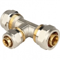 Тройник 26мм х 20мм х 26мм Stout обжим для металлопластиковых труб