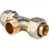 Тройник-переходник с наружной резьбой 1"x32 STOUT для металлопластиковых труб винтовой