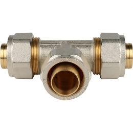 Тройник равнопроходный 32x32x32 STOUT для металлопластиковых труб винтовой