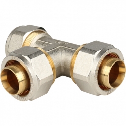 Тройник равнопроходный 32x32x32 STOUT для металлопластиковых труб винтовой