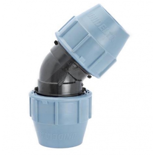 Отвод компрессионный Unidelta 32 мм х 32 мм, 45º, для ПНД труб купить в интернет магазине Санрай73
