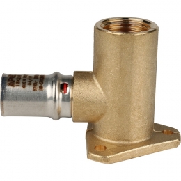 Угольник 16мм х 1/2"вр Stout пресс, настенный с креплением удлинённый, для металлопластиковых труб