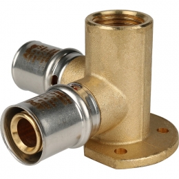 Тройник 20мм х 1/2"вр х 20мм Stout пресс, настенный с креплением, для металлопластиковых труб