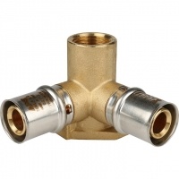 Тройник 20мм х 1/2"вр х 20мм Stout пресс, настенный с креплением, для металлопластиковых труб