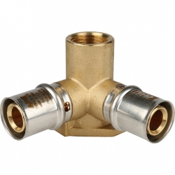 Тройник 20мм х 1/2"вр х 20мм Stout пресс, настенный с креплением, для металлопластиковых труб