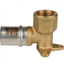 Угольник 20мм х 1/2"вр Stout пресс, настенный с креплением короткий, для металлопластиковых труб