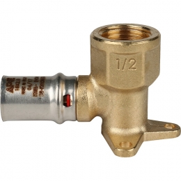 Угольник настенный с креплением короткий 1/2"х16 STOUT для металлопластиковых труб прессовой