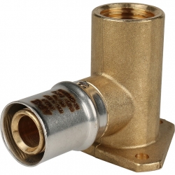 Угольник настенный с креплением удлинённый 1/2"х20 STOUT для металлопластиковых труб прессовой